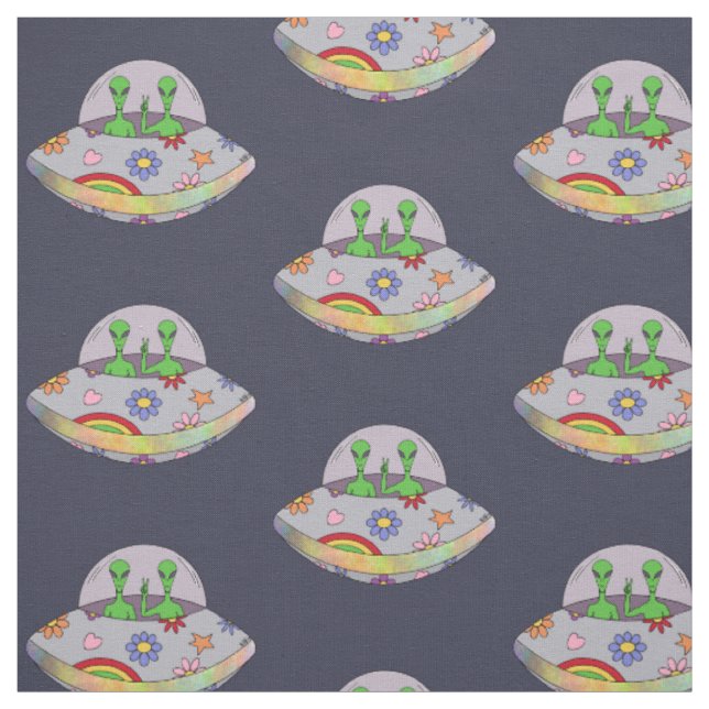Sie kommen in Friedens-UFO Stoff (Muster)