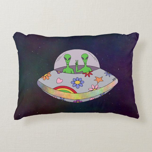 Sie kommen in Peace UFO Dekokissen (Vorderseite)