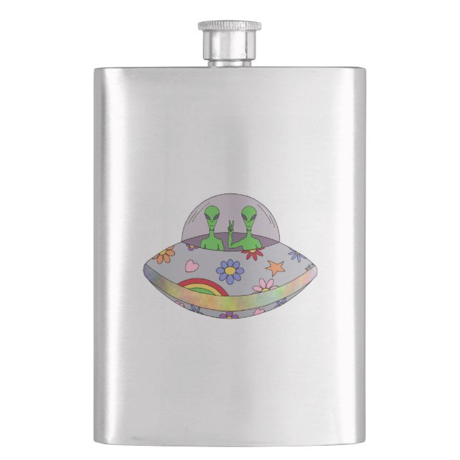Sie kommen in Peace UFO Flachmann (Vorderseite)