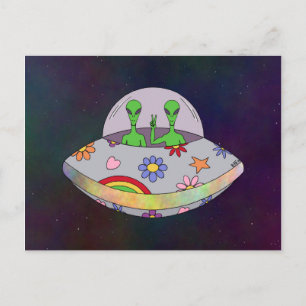 Sie kommen in Peace UFO Postkarte