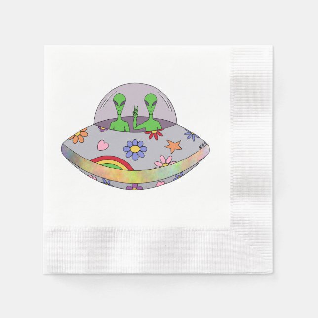 Sie kommen in Peace UFO Serviette (Vorderseite)