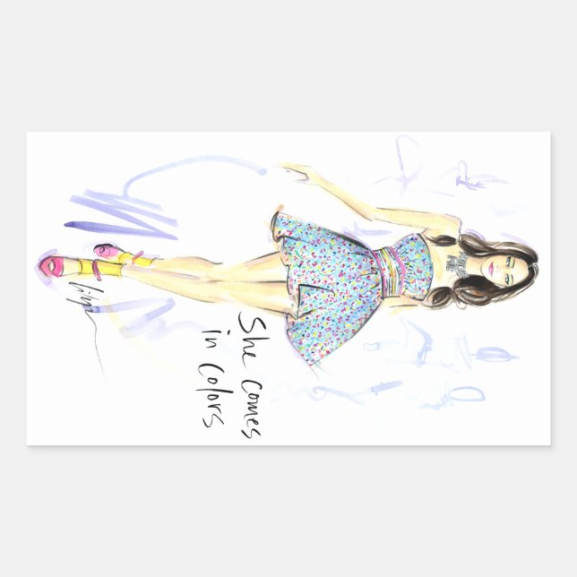 Sie kommt in Farben Rechteckiger Aufkleber (Vorderseite)
