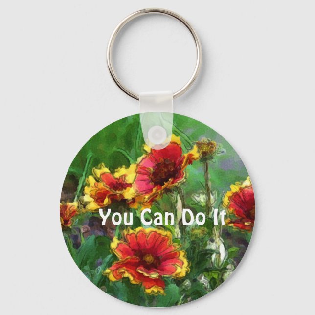 Sie können es tun, dunkle Blume Motivierend Schlüs Schlüsselanhänger (Vorderseite)