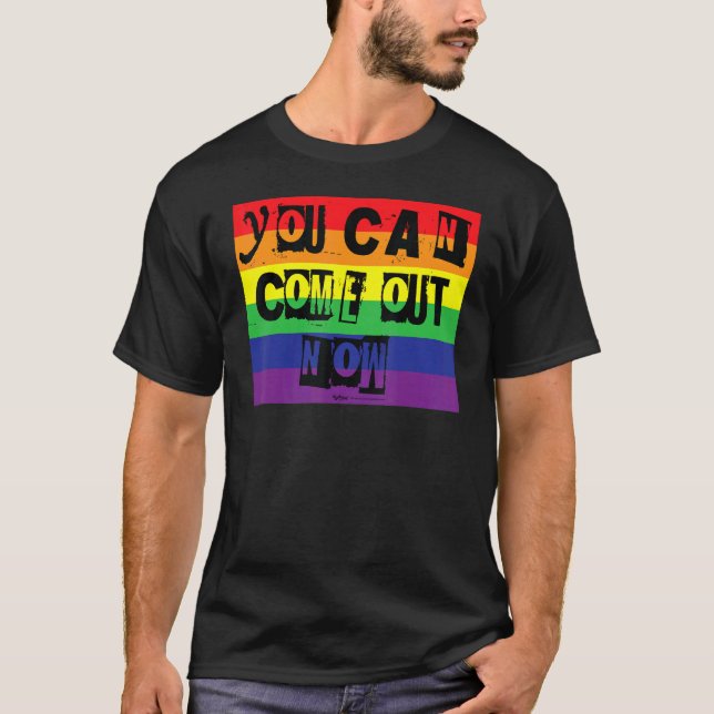 Sie können jetzt Gay Pride-Regenbogenwortdesign he T-Shirt (Vorderseite)