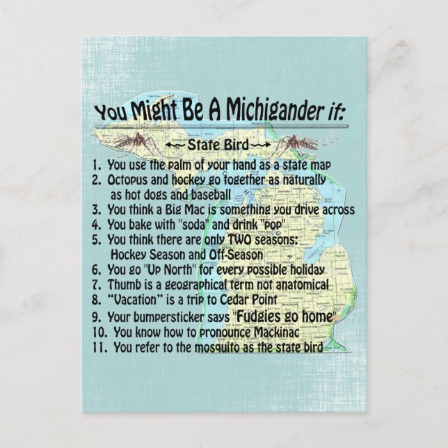 Sie könnten ein Michigander sein, wenn Postkarte (Vorderseite)