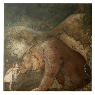 „Sie küsste den Bären“ von John Bauer Fliese