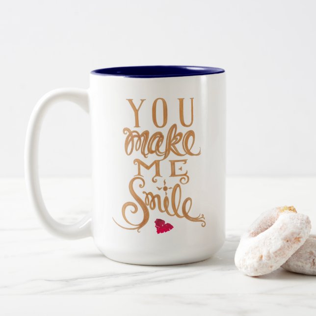 Sie lassen mich lächeln - Kaffee-Tasse Zweifarbige Tasse (Mit Donut)