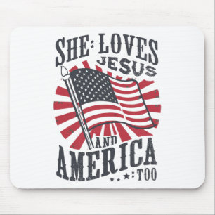Sie Liebe Jesus und Amerika zu Flaggen Christlich  Mousepad