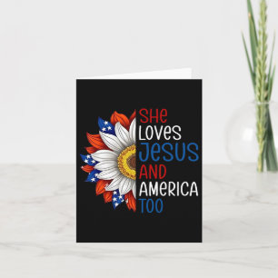 Sie Liebe Jesus und Amerika zu Sonnenblumen Christ Karte
