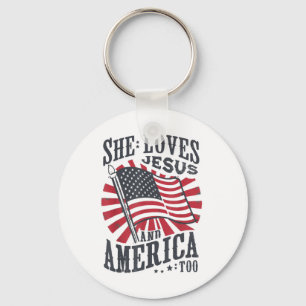 Sie Liebe Jesus und Amerika zu US-Flagge 4. Ju Schlüsselanhänger