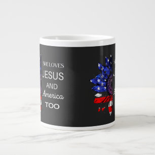 Sie Liebe Jesus und auch Amerika Jumbo-Tasse