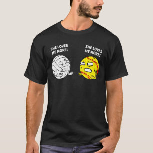 Sie Liebe mir mehr Volleyball gegen Softball-Zitat T-Shirt