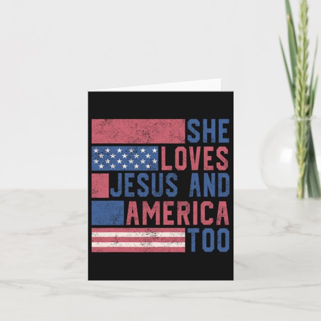 Sie Lieben Jesus und Amerika zu 4. Juli Patrio Karte (Vorderseite)