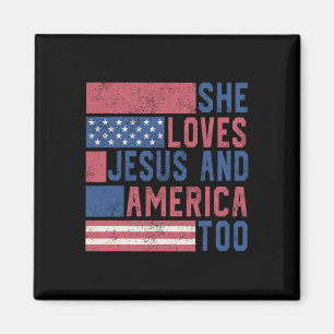 Sie Lieben Jesus und Amerika zu 4. Juli Patrio Magnet