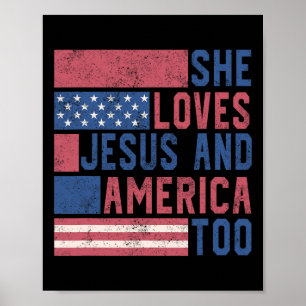 Sie Lieben Jesus und Amerika zu 4. Juli Patrio Poster