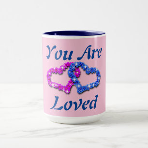 Sie lieben Pink Blue Heart Coffee Tasse