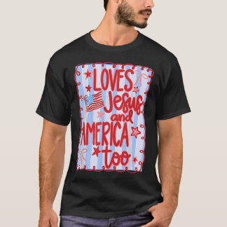 Sie liebt Jesus und Amerika auch Jesus vierter von T-Shirt
