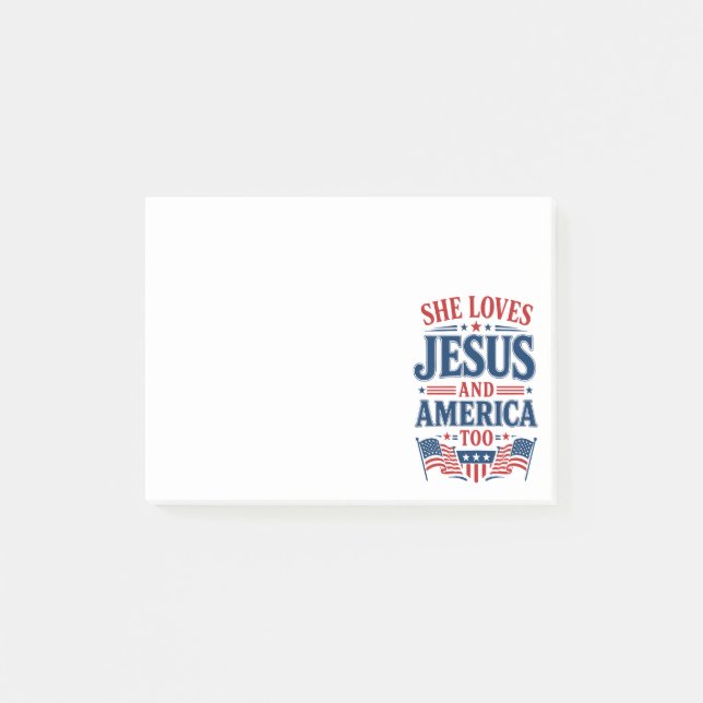 Sie liebt Jesus und Amerika auch Post-it Klebezettel (Vorderseite)