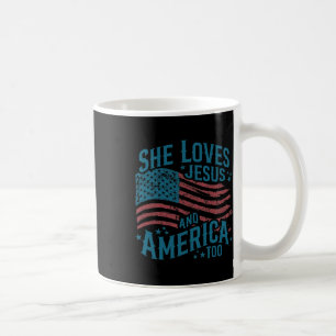 Sie liebt Jesus und Amerika auch USA-Flagge 4. Jul Kaffeetasse