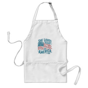 Sie liebt Jesus und Amerika auch USA-Flagge 4. Jul Schürze