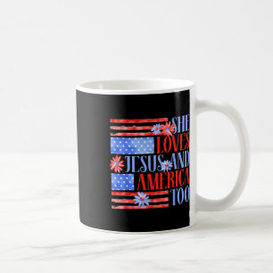 Sie liebt Jesus und Amerika auch USA-Flagge Floral Kaffeetasse