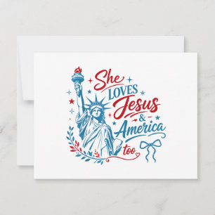 Sie liebt Jesus und Amerika zu sehr 4. Juli Christ Dankeskarte