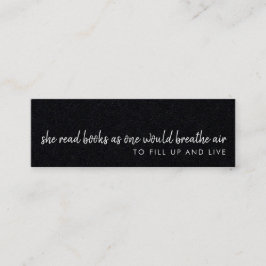 Sie liest Bücher | Modern Black Mini Lesezeichen C Mini Visitenkarte