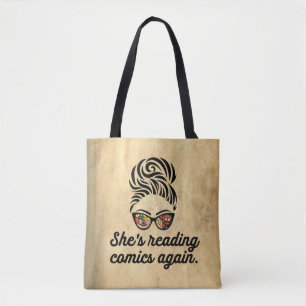 "Sie liest wieder Comics" Tote Bag Tasche