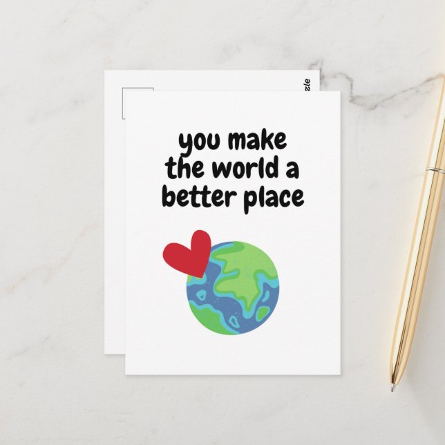 Sie machen die Welt zu einem besseren Ort Postkarte (Vorderseite/Rückseite Beispiel)