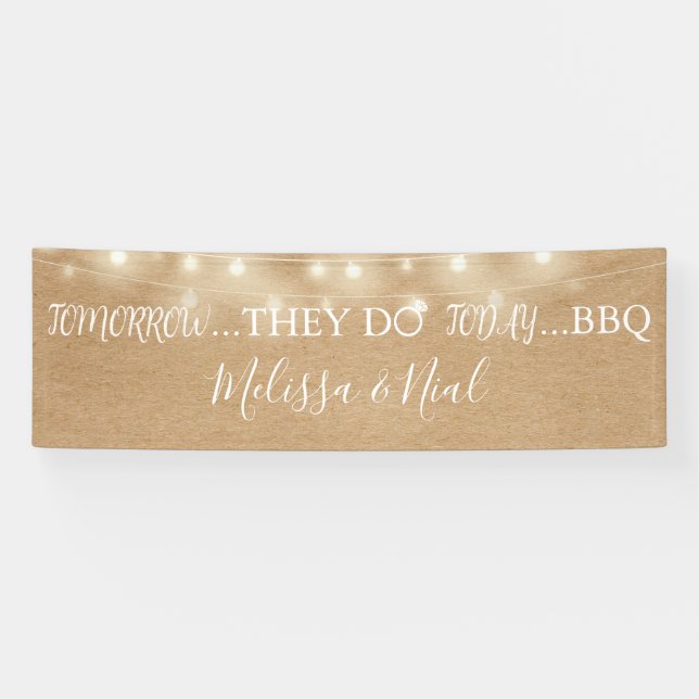 Sie machen GRILLEN rustikale String Lights Verlobu Banner (Horizontal)