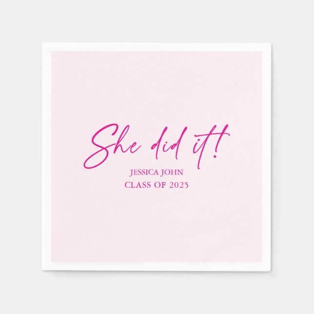 Sie machte eine minimale niedliche rosa Abitur Par Serviette (Vorderseite)