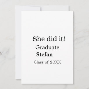 Sie machte es graduiert hinzufügen Namen Klasse vo Einladung