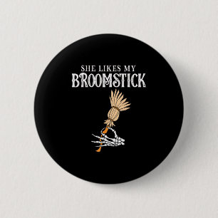 Sie mag meine Broomstick Paare Pumpkins Skelett Button
