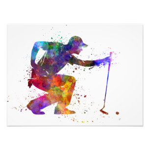 sie man silhouette crouching zu golfer fotodruck