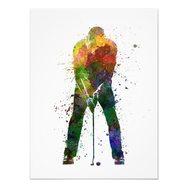 sie man silhouette putting zu golfer fotodruck (Vorne)