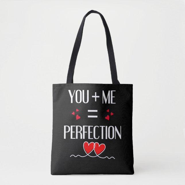 Sie + Me = Perfektion - Niedliches Couple Design Tasche (Vorderseite)
