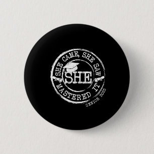 Sie meisterte es meistern Degree Abschluss Retro C Button