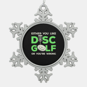 Sie mögen Disk Golf Schneeflocken Zinn-Ornament