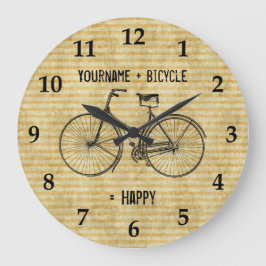 Sie plus Fahrrad entsprechen glücklichem antikem Große Wanduhr