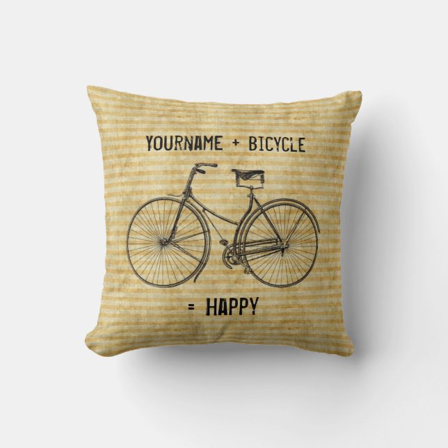 Sie plus Fahrrad entsprechen glücklichem antikem Kissen (Vorderseite)