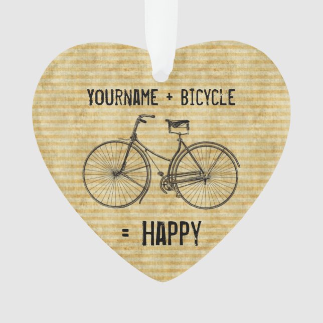 Sie plus Fahrrad entsprechen glücklichem antikem Ornament (Vorderseite)