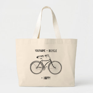 Sie plus Fahrrad entsprechen glücklichem Jumbo Stoffbeutel