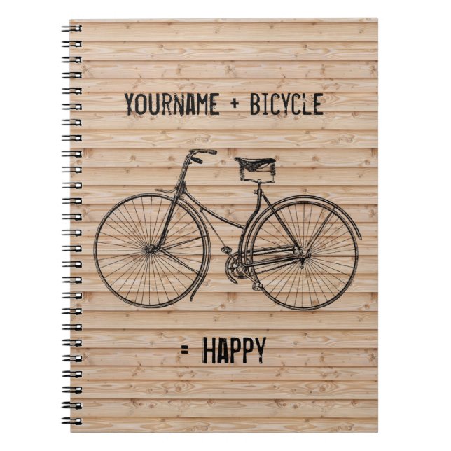 Sie plus Fahrrad entsprechen glücklicher antiker Notizblock (Vorderseite)
