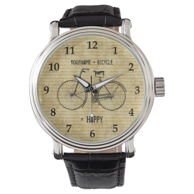 Sie Plus Fahrrad gleich glücklich antikes Fahrrad  Armbanduhr (Vorderseite)