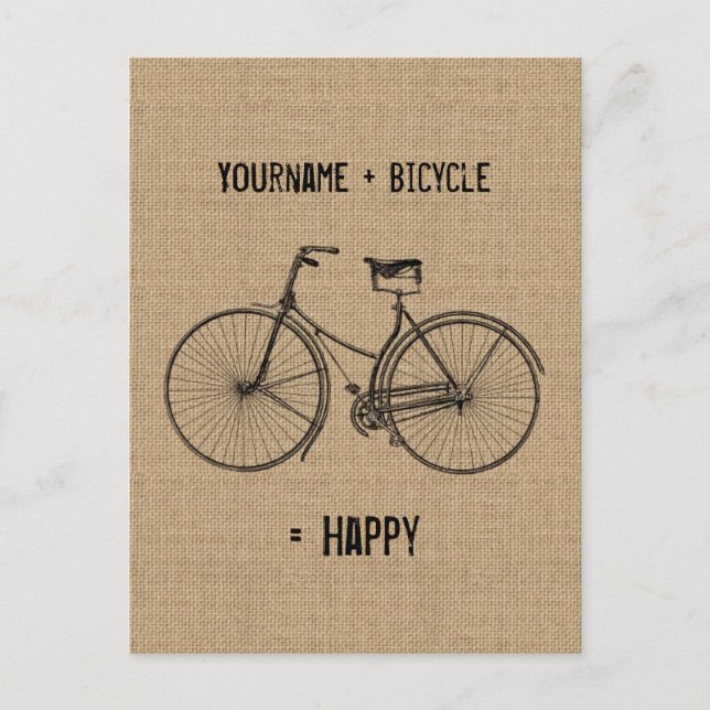 Sie plus Fahrrad sind gleich glücklicher natürlich Postkarte (Vorderseite)