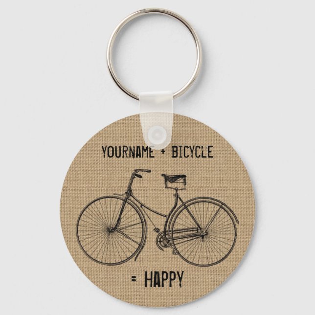 Sie plus Fahrrad sind gleich glücklicher natürlich Schlüsselanhänger (Vorderseite)