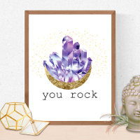 Sie Rock Amethyst Crystals Spirituelle Wasserfarbe