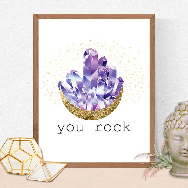 Sie Rock Amethyst Crystals Spirituelle Wasserfarbe Poster (Von Creator hochgeladen)