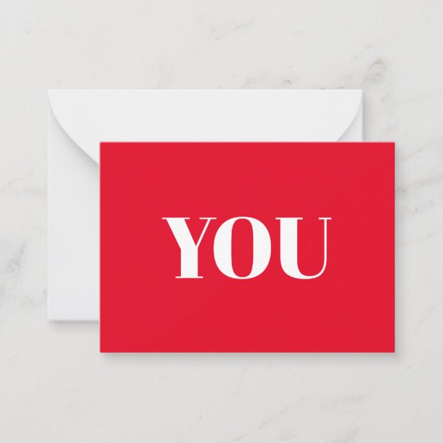 Sie rot-weiß moderne Typografie minimalistisch Mitteilungskarte (Vorderseite)