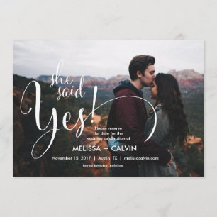 sie sagt ja Save the Date kalligraphische Karte v2